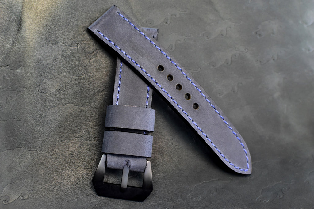 Crazy Navy Leather Watch Band