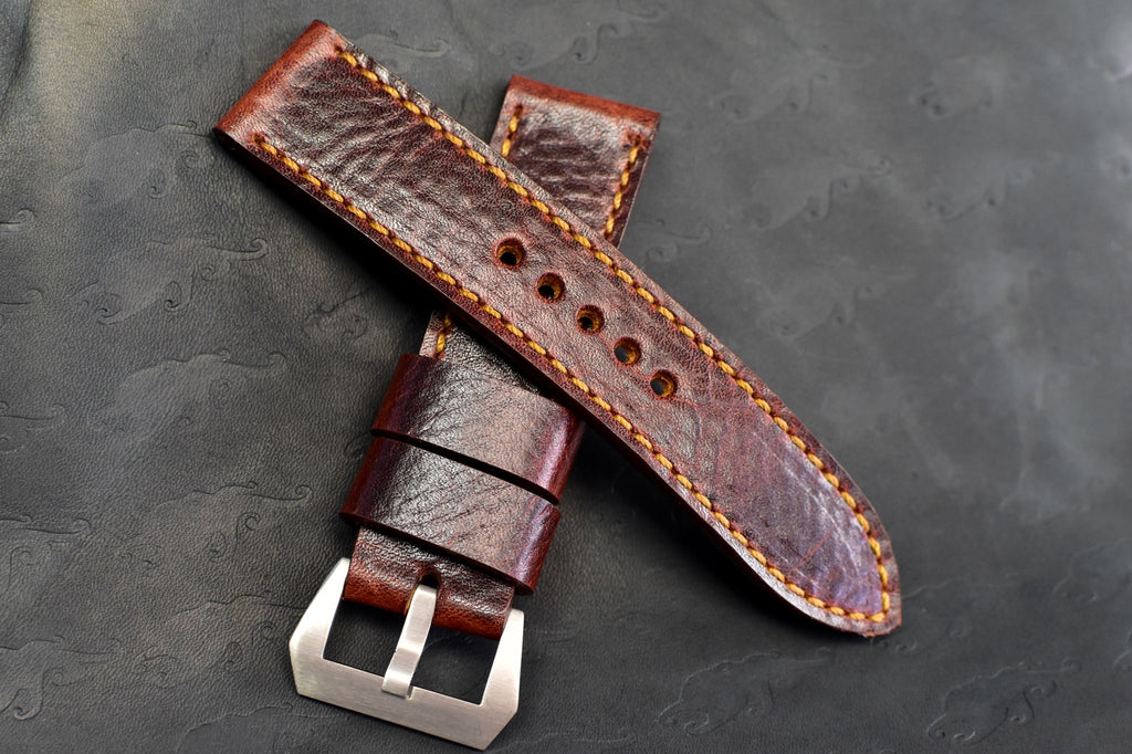 Midnight Mahogany Leather Watch Band