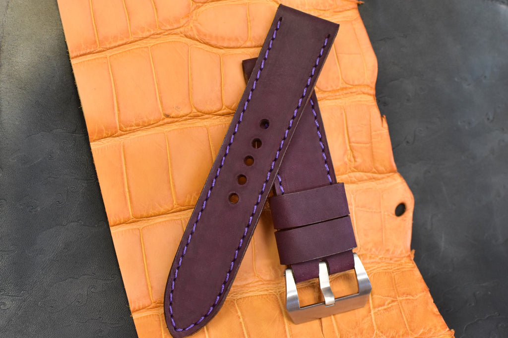 Horween Plenty Purple Leather Watch Band