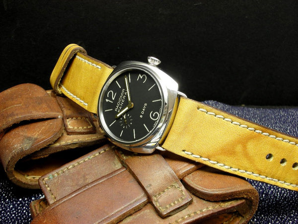 Crackle Leather Watch Strap Yellow Watch Strap Vintager Straps