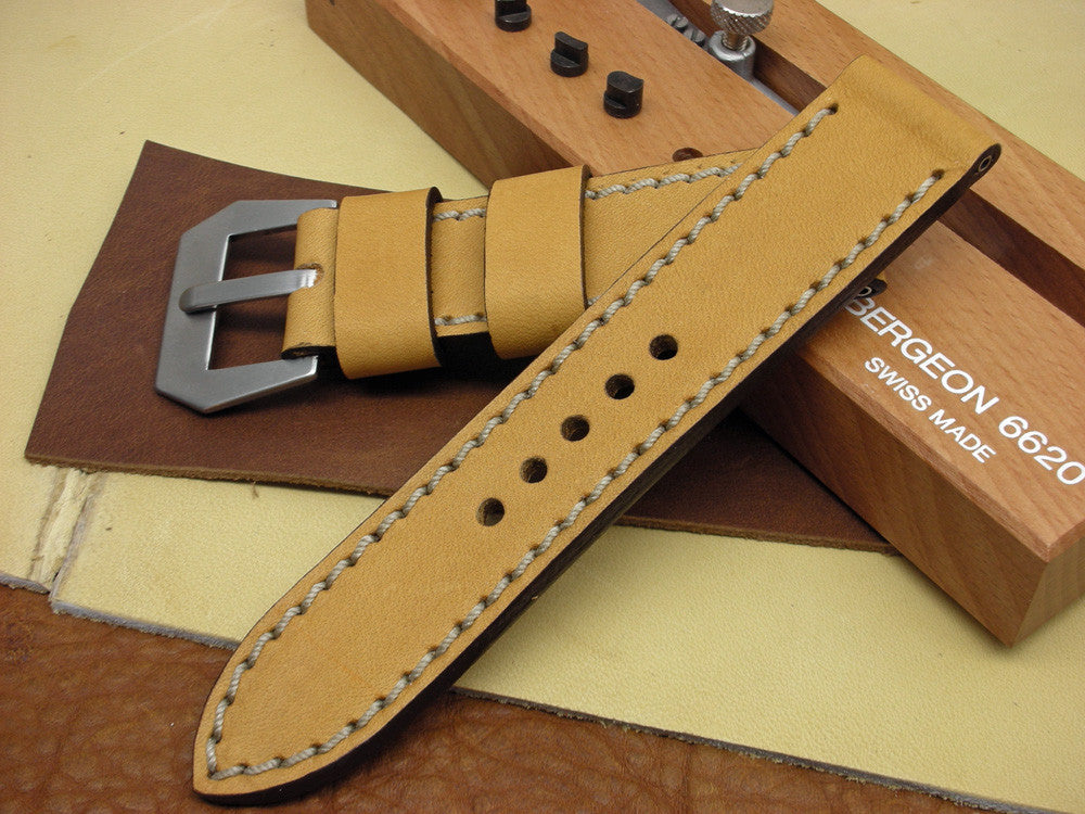 Duro Tan handmade watch strap on PAM 112