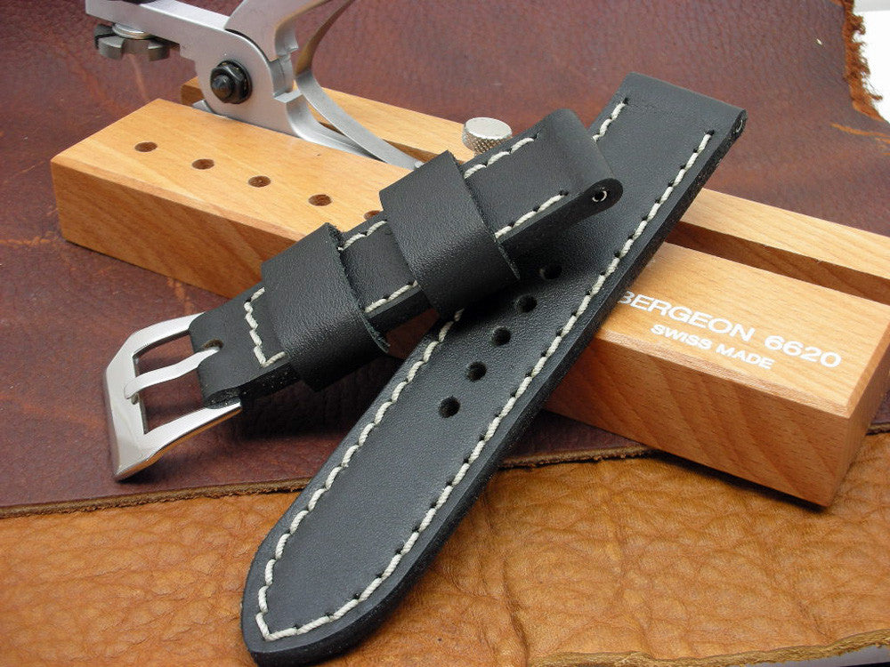 Flat Black custom watch strap on Luminor Panerai