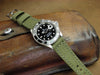 Rolled American Canvas handcrafted watch band on Rolex Submariner
