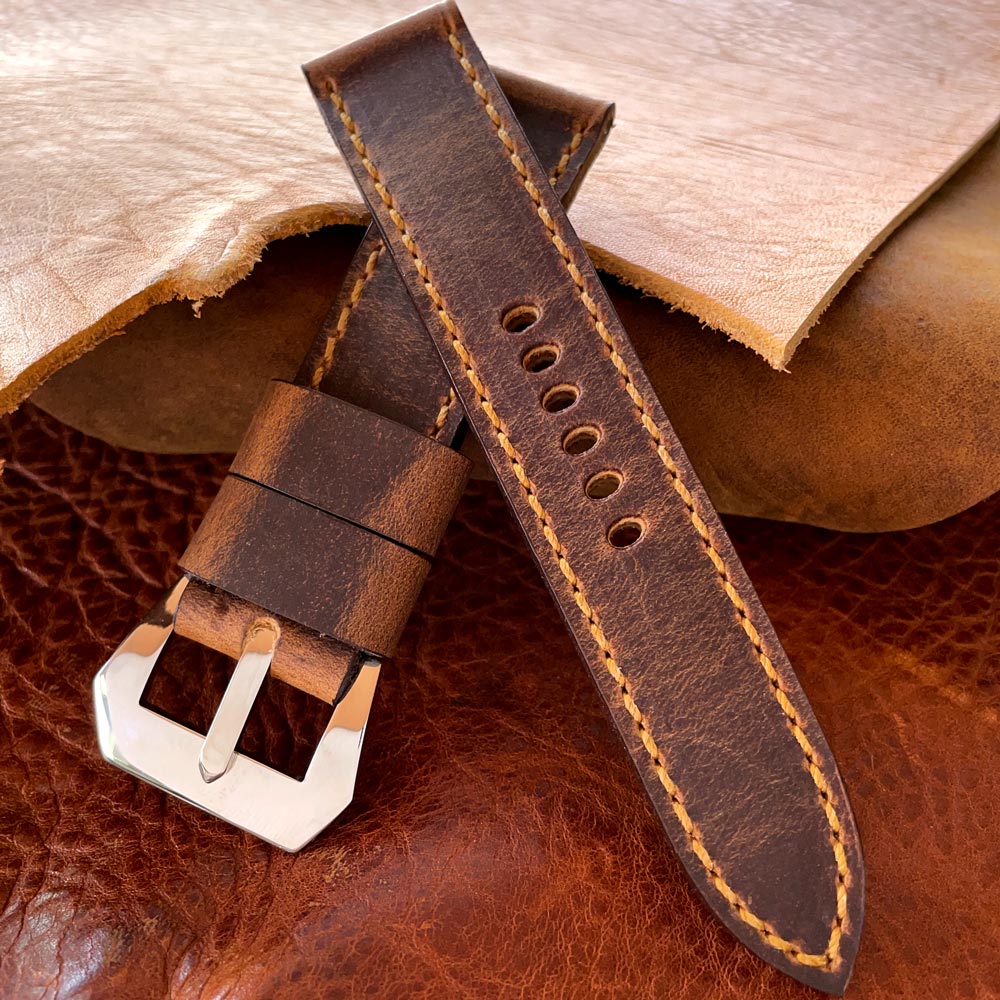 Sentinel Gold Leather Watch Strap
