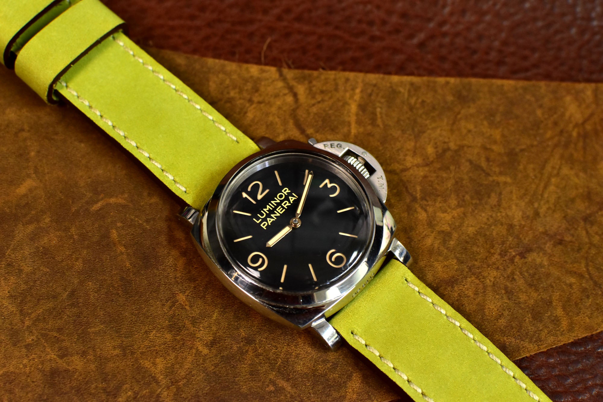 Alfalfa Leather Watch Strap, Light Green Watch Strap