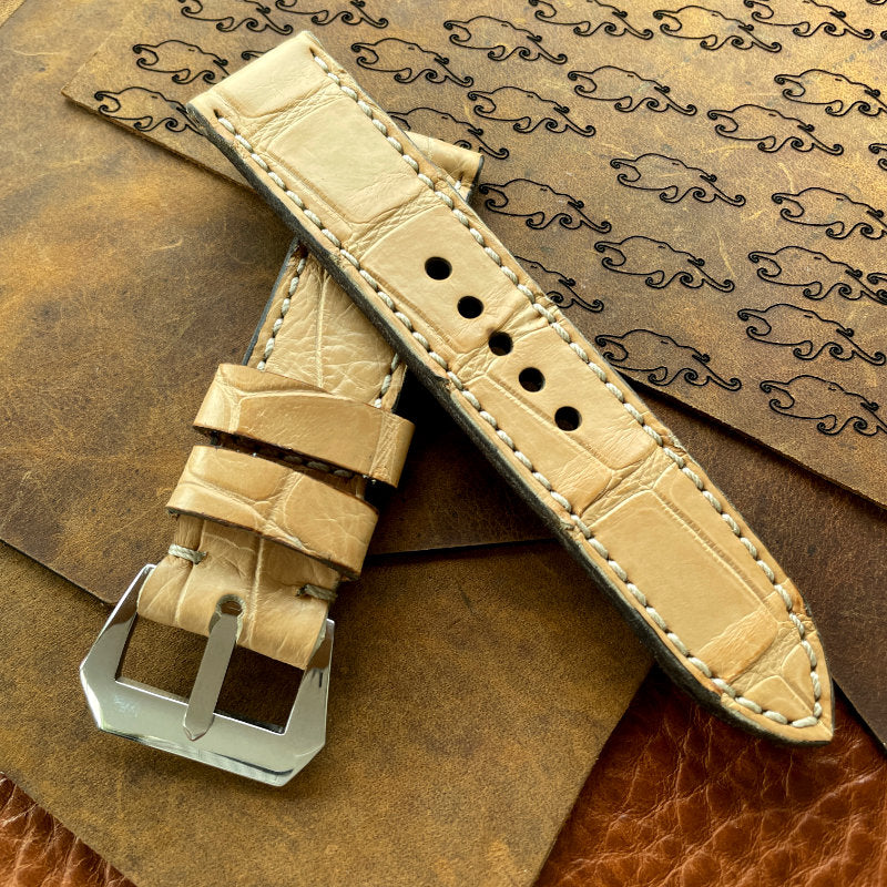 Tan alligator watch best sale strap
