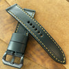 Horween Pearl Black Leather Watch Strap