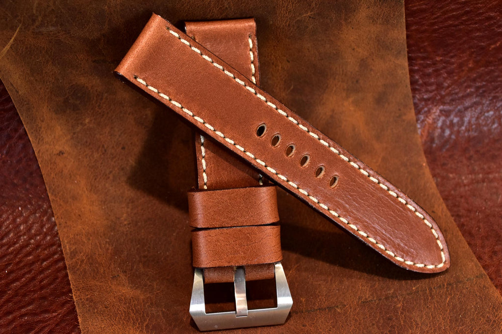 Horween Whiskey Cavalier Leather Watch Strap