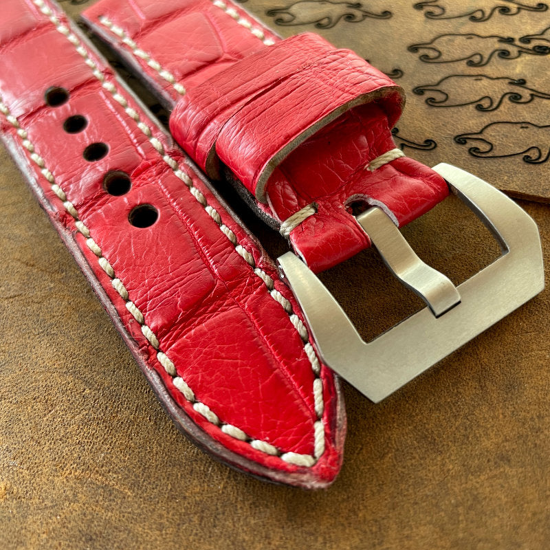 Rockin' Red Gator Strap Alligator Watch Strap Vintager Straps