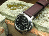 Bruise bespoke leather watch strap on Panerai 112 Luminor