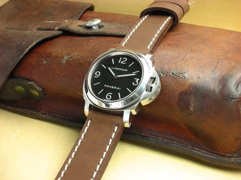 Fielder handmade leather watch strap on Luminor Panerai