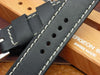 Flat Black handmade watch strap with tan stitching