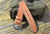 Naturo handmade leather watch strap with tan stitching