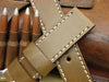 Ontario custom leather watch band with tan stitching