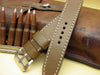 Ontario handmade leather watch strap with brushed Pre V buckle
