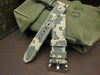 Rolled Army Digi-Camo custom canvas watch strap with brushed buckle
