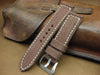 Rolled Brown Canvas custom handmade watch strap with brushed buckle