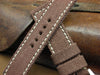 Rolled Brown Canvas bespoke watch strap with tan stitching