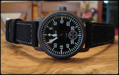 Rolled Black Canvas watch band gallery