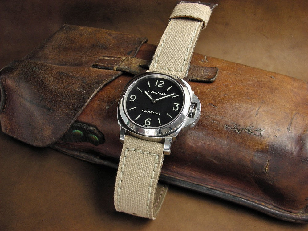 Canvas with Leather Trim Watch Band